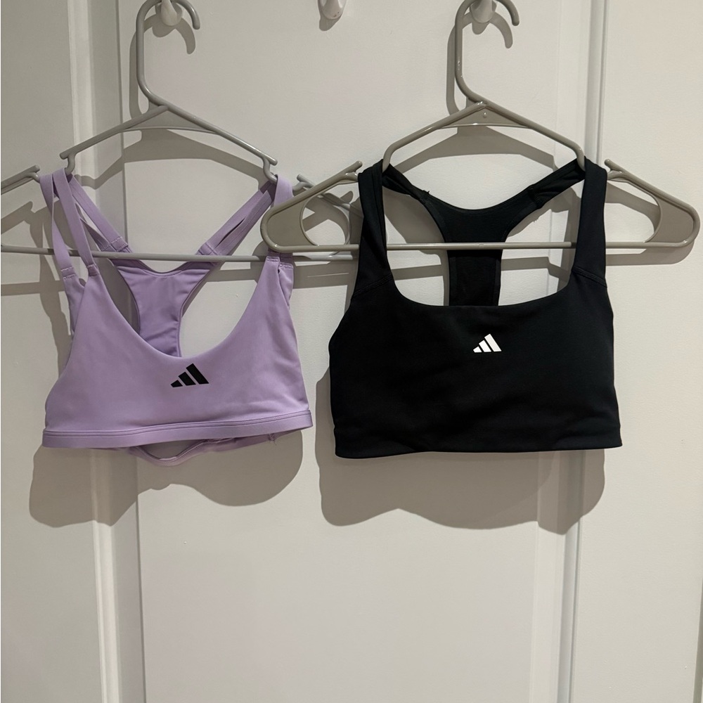 Adidas Lavender and Black Sports Bra Duo